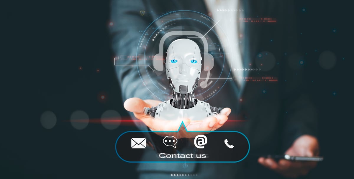 Customer support and chat assistant concept with person connecting